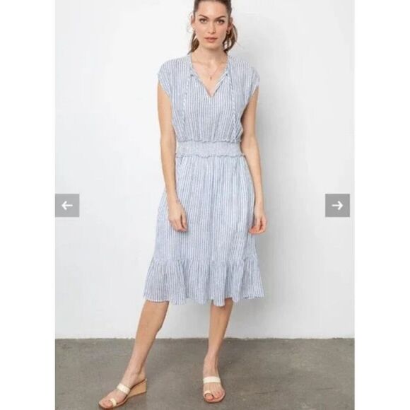 NWT Rails Ashlyn Fremont Stripe navy blue midi dress weekend XS - Picture 1 of 11